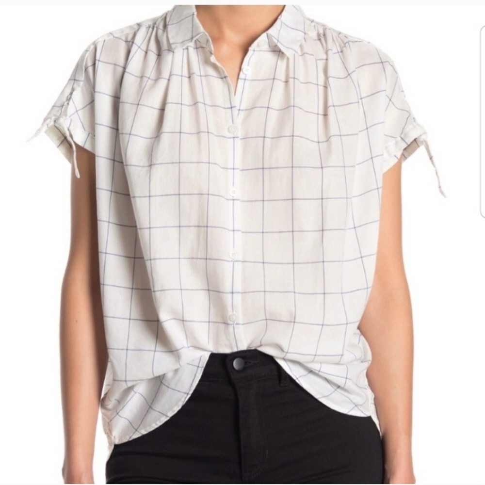 Madewell Central Tie White Button Front Shirt Smal